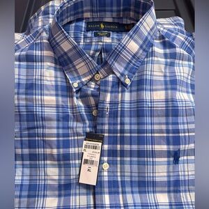 Ralph Lauren Polo Men's Blue and White Checkered Shirt